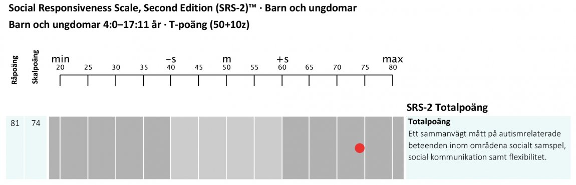 Exempel på grafisk presentation av totalpoäng och graf från en resultatrapport